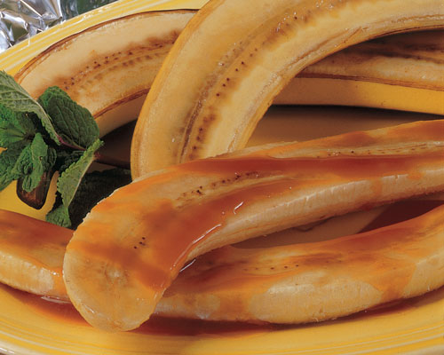 Banane grigliate con salsa al caramello