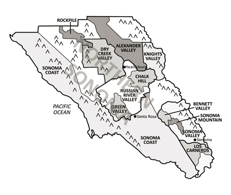 La regione vinicola della contea di Sonoma in California