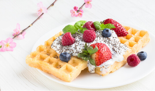 Chia, pancake e waffle