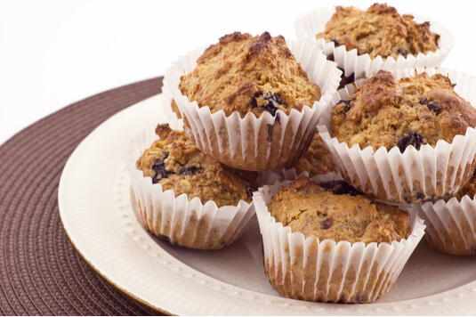 Muffin di farina d'avena e mirtilli a basso indice glicemico