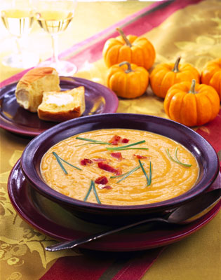 Zuppa piccante di zucca e mais