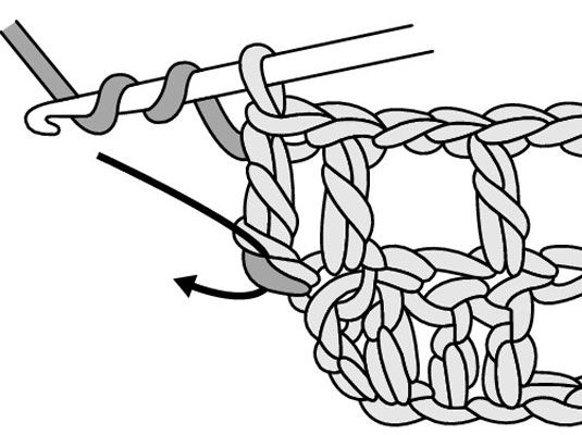 Aumenta i blocchi alla fine di una riga in Filet Crochet